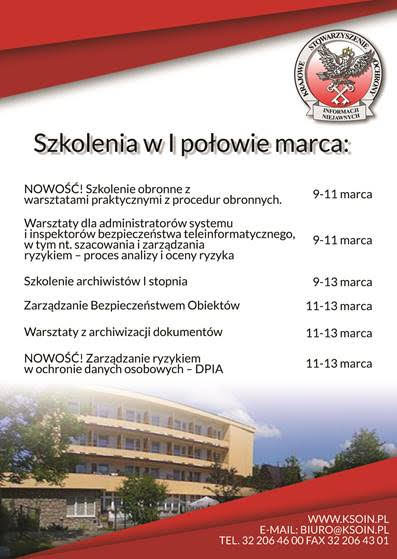 Szkolenia w pierwszej połowie marca
