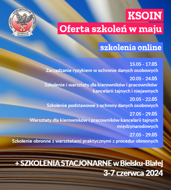 Oferta szkoleń KSOIN na maj 2024
