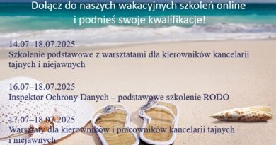 Letnie szkolenia organizowane w lipcu Letnie szkolenia organizowane w lipcu