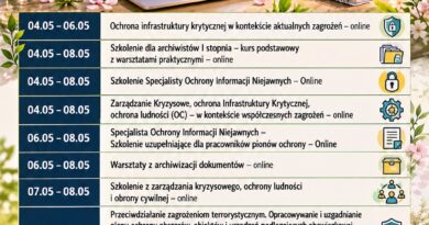 Szkolenia zaplanowane w maju w trybie zdalnym